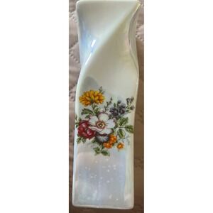 Vintage Iridescent Floral Vase Swirl Design Decorative Vase Home Decor Gift